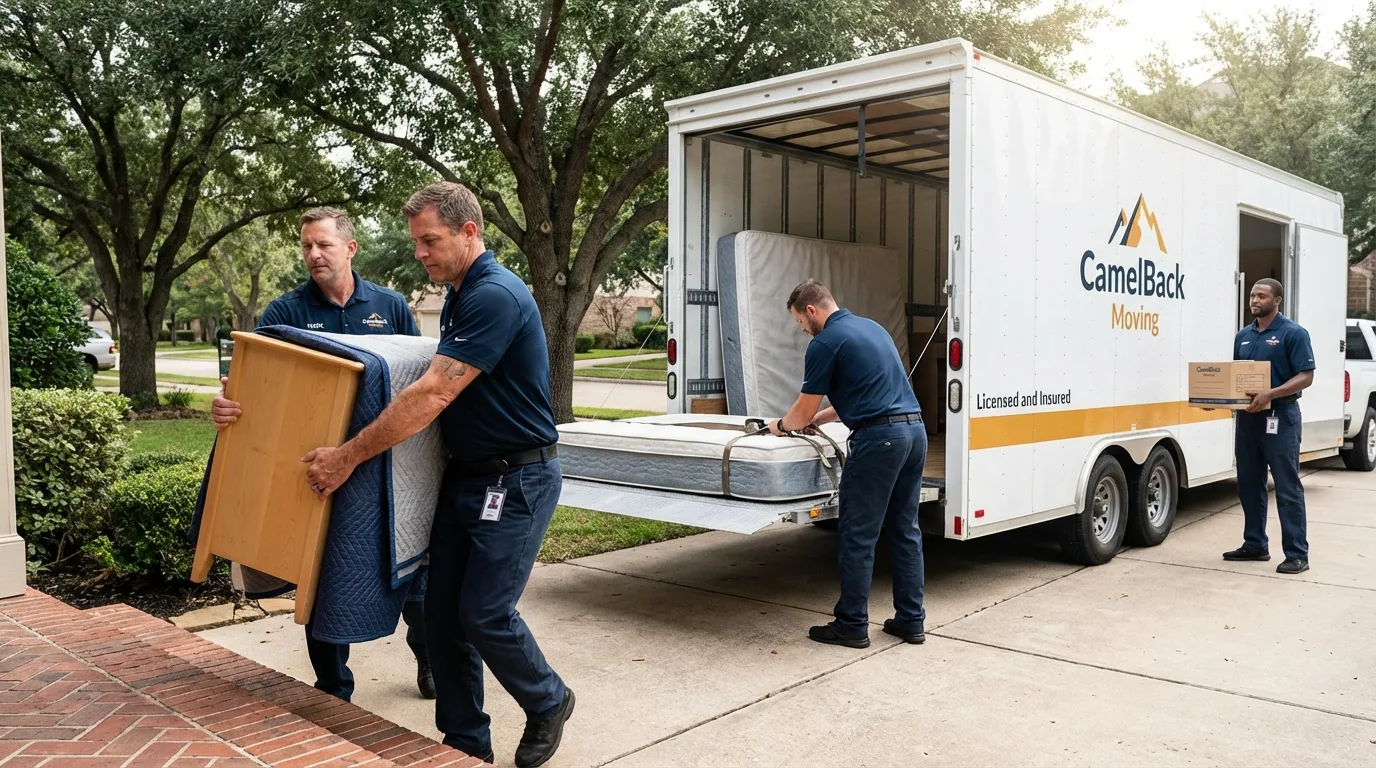 Crew loading residential truck for cross-state move from Greencastle, PA