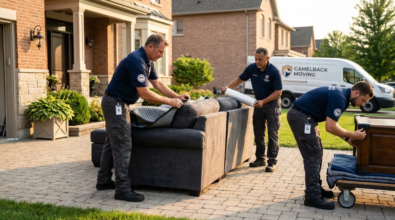 Large estate moving crew wrapping furniture in Greencastle, PA